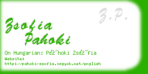 zsofia pahoki business card